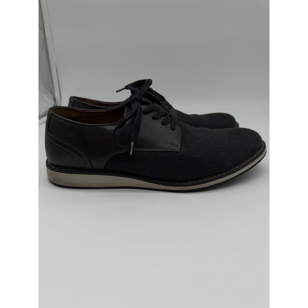 Steve Madden Mens Mixed Media Canvas Leather Oxford Shoes Black Grey 11M